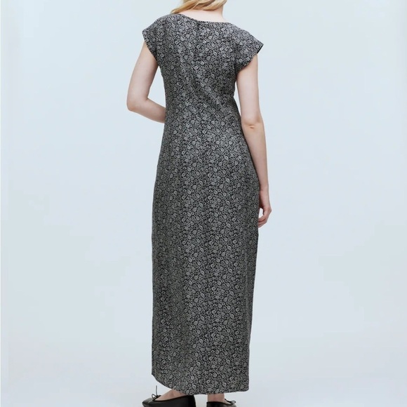 Nwot Madewell Cap-Sleeve V-Neck Midi Dress in Floral Cupro-Blend - Picture 4 of 7
